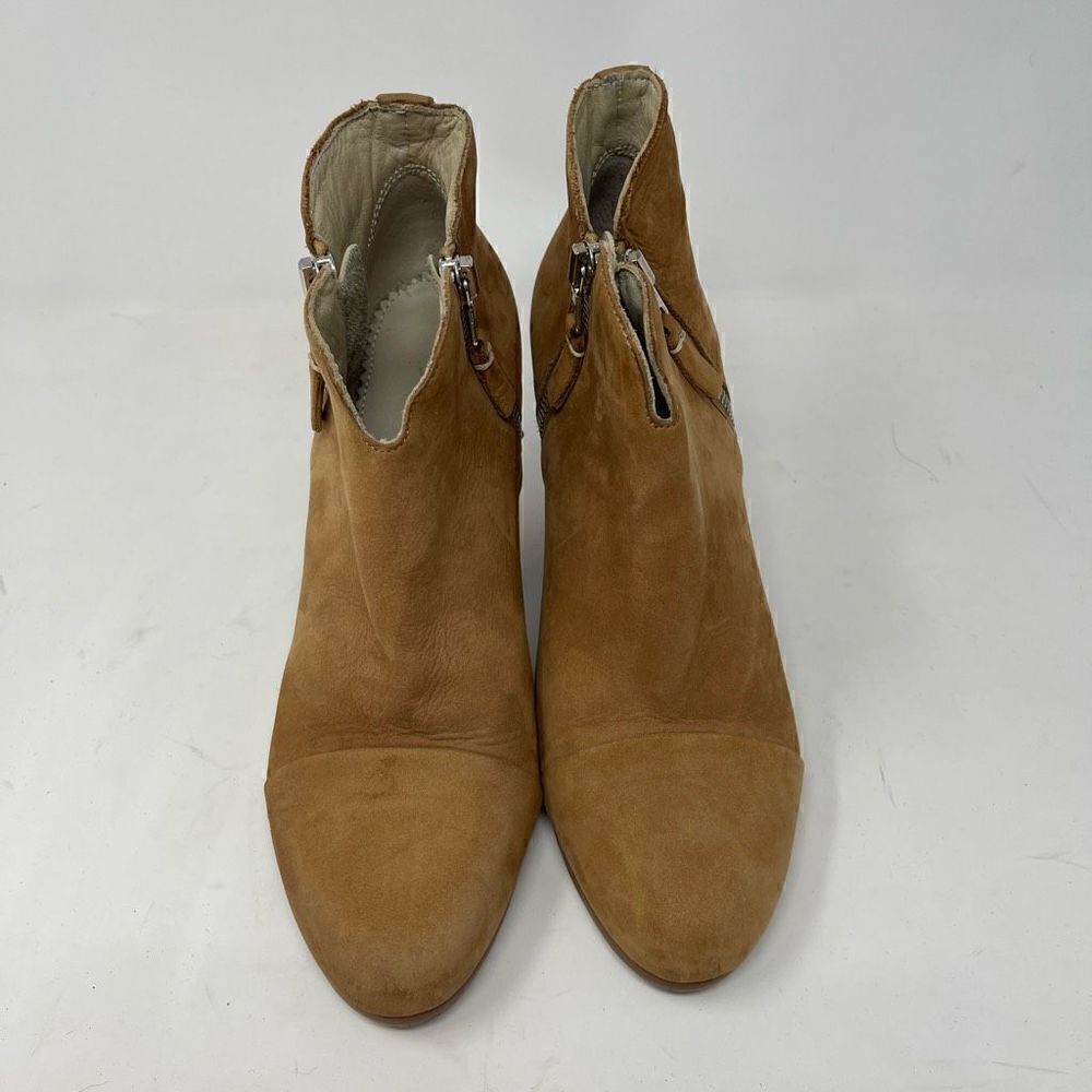 Rag & Bone New York Tan Margot Fringe Side Zip Ankle Boots Size 37.5